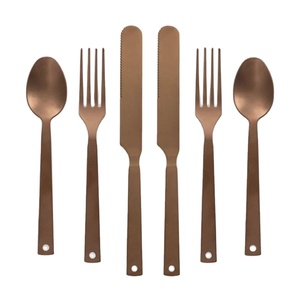 Antique Flatware Sets For Cafe <b>Bakery</b> Supplies Stainless Steel Custom Logo Print Cutlery Set 6 Pieces - Product Image 1