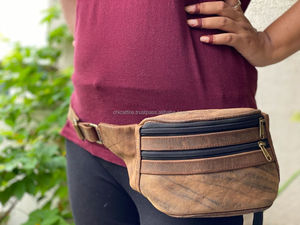 Best Selling Custom Handmade Genuine Leather Fanny Pack Multi-<b>Pockets</b> Waist Hip Bags Adjustable Strap <b>Belt</b> Utility Waist Pack - Product Image 4