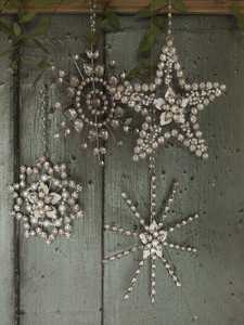 EUROHOME Vintage Crystal <b>Star</b> Ornaments Handicraft Christmas Decorations Silver Beaded Snowflake Shape Model EH-6651 - Product Image 1