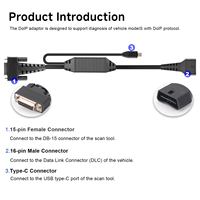 Adaptador LAUNCH DOIP, Kit Estándar, Cable Adaptador de 16 Pines, Compatible con Protocolos DoIP, Funciona con el Escáner LAUNCH Serie CRP