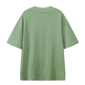 T-shirt à manches courtes surdimensionné pour homme, uni, vert olive, col rond, décontracté, tricoté - Product Image 2
