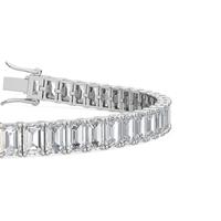 Bracelet tennis de luxe en or rose, diamant de laboratoire taille émeraude 16,50 carats total, à quatre griffes, couleur E-F, clarté VS+, lumineux