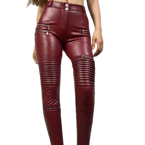 Pantalon en cuir pour femme à prix abordable, respirant, taille élastique, logo personnalisé imprimé, haute qualité, idéal pour l'hiver - Product Image 1