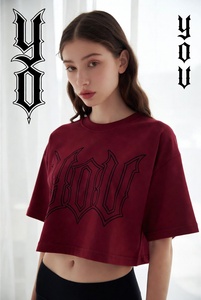 2026 Women's High Quality <b>Crop</b> <b>Top</b> T-Shirt Short Pant Set Best Selling Custom Two-Piece T Shirt with Solid Pattern - Product Image 6