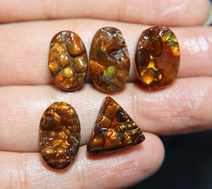 Natural Fire Agate Druzy Cabochon Mix Shape Smooth Loose Stone Wholesale - Product Image 2