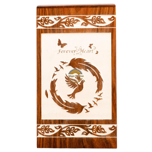 Handcrafted bird waves & Natural Wood Cremation Urn Ashes Box Artistic Funeral Memorial Keepsake by AYAANS - Product Image 2
