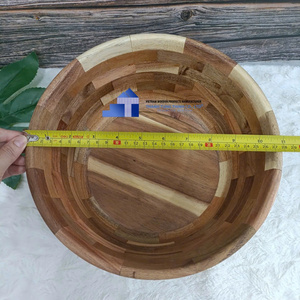 Ensemble de bols en teck faits à la main, design minimaliste, résistants à la chaleur, compatibles lave-vaisselle, pour servir les aliments, offrir en cadeau, fabriqués au Vietnam - Product Image 4