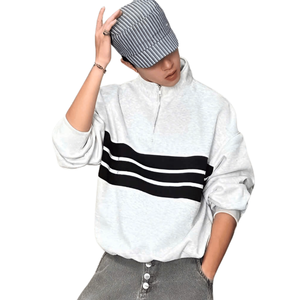 เสื้อฮู้ดดี้ผู้ชาย ผ้าโพลีเอสเตอร์ผสมคอตตอน ถักทอ ปักโลโก้ได้ตามต้องการ ทรงโอเวอร์ไซส์ แขนยาว มีซิป กันยับ น้ำหนัก 280-450 กรัม - Product Image 1