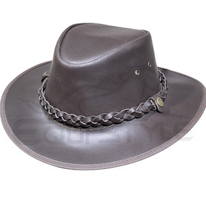 Sombrero de Vaquero Australiano Marrón Resistente al Agua, Estilo Occidental, Banda Trenzada, Logotipo Personalizado, Sombreros de Cuero para Hombre al por Mayor - Product Image 1