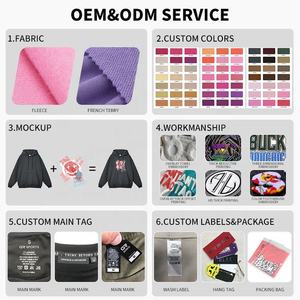 Fully Customized Logo Embroidered Men's Crewneck Hoodie French Terry Acid Washed Breathable Eco-Friendly Winter Oversized - Product Image 6