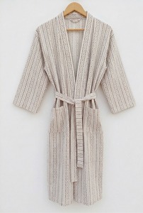 Bata Kimono de Algodón Estampada a Mano para Mujer, Suave, con Cuello Mao, Lujosa, para Todas las Estaciones, Ropa de Estar por Casa - Product Image 4