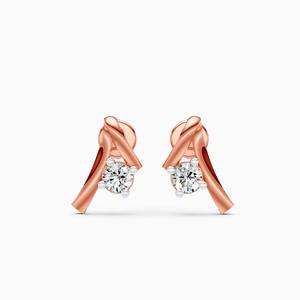 Boucles d'oreilles clous courbes serties de diamants de laboratoire de 0,12 ct en or jaune, blanc et rose 9 carats - Product Image 3