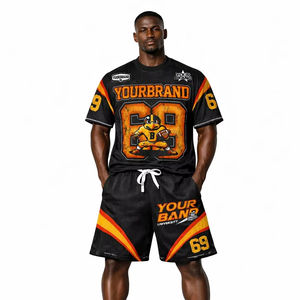 Ensemble d'uniformes de football américain personnalisés en gros, imprimés par sublimation, séchage rapide, respirant, en polyester, taille plus, kit d'entraînement - Product Image 1