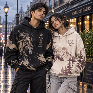 Sudaderas con capucha King In His Own Lane & Better Together, unisex, de algodón, felpa francesa, estampadas, informales, de gran tamaño, para otoño - Product Image 1