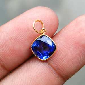Pendentif Charm en Argent Sterling 925 avec Saphir Bleu Taille Coussin 8x8mm, Fait Main, Vente en Gros, Bijoux Fins en Pierres Précieuses - Product Image 3
