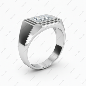 Bague signet solitaire moderne à taille émeraude, bijou rectangulaire élégant et affirmé, bague fine géométrique minimaliste, nouvelle arrivée - Product Image 4