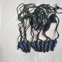 Collier Pendentif en Cristal de Lapis Lazuli en Gros, Réglable, avec Macramé et Pierre Précieuse