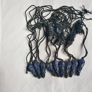 Collar de Péndulo de Cristal de Lapislázuli al por Mayor, Colgante de Piedra Preciosa Ajustable con Macramé - Product Image 5