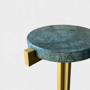 Assured Modern Marble Top <b>Side</b> <b>Table</b> with Brass Base Contemporary Living Room Furniture Decorative Coffee <b>Table</b> - Product Image 3