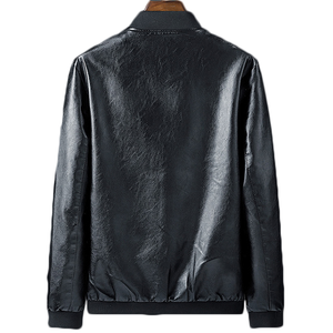 2024 mejor diseño de tendencia Venta caliente de alta calidad de impresión de logotipo personalizado hombres mangas de cuero Stand Collar hombres chaqueta - Product Image 4