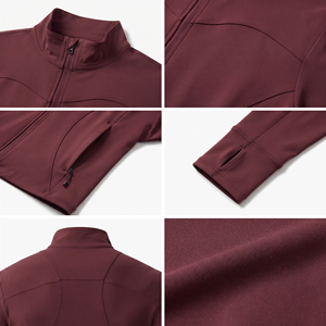 Veste de sport pour homme 100% polyester, col montant, coupe sportive, fermeture éclair, idéale pour le yoga et le jogging en automne - Product Image 6