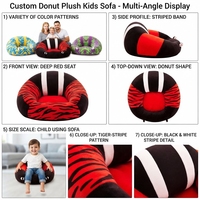 Canapé simple rond en peluche à rayures tigrées OEM ODM, certifié CE UKCA ASTM, coussin de salon imprimé animal multicolore personnalisé, vente en gros