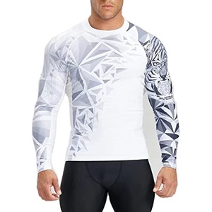 Rohzen Sports Breathable Full Sleeve <b>Compression</b> Rash Guard <b>Men</b> Quick Dry MMA BJJ Digital Printed Athletic Performance <b>Shirt</b> - Product Image 3
