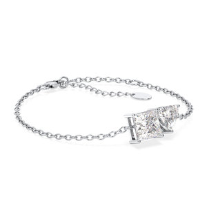 REYES Certified VVS1 Princess Cut 3.16CT Moissanite Link Chain Bracelet Manufacture 925 Sterling <b>Silver</b> Fine Jewelry <b>For</b> <b>Women</b> - Product Image 2