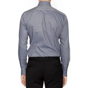 Chemise habillée décontractée pour homme en polyester/coton, anti-boulochage, anti-rétrécissement, infroissable, col montant, motif uni, service OEM - Product Image 2