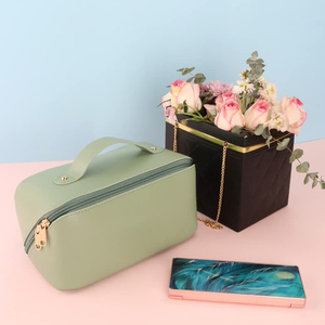 High Quality Women's Leather Cosmetic Pouch Waterproof Travel <b>Makeup</b> Organizer with Zipper Closure Colorful Toiletries Bags - Product Image 2