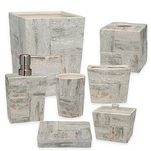 Ensemble de salle de bain décoratif en marbre fait main, fabrication OEM, avec distributeur de savon, porte-brosse à dents, gobelet et plateau - Product Image 6