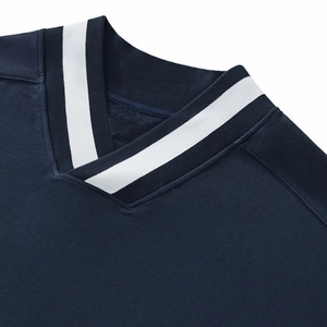 เสื้อสเวตเชิ้ตคอวีทรงหลวมสำหรับผู้ชาย ผ้าฝ้ายฟลีซ แขนยาว สไตล์ลำลอง สตรีทแวร์ วาร์ซิตี้ - Product Image 3