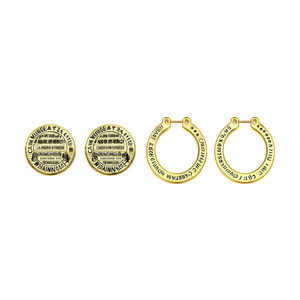 18K Gold Plated Stud and Hoop Earrings Set Circle Number Design Stainless Steel - Product Image 2