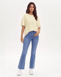 Haut court blanc à col en V et manches courtes pour femme, coupe classique, en coton tricoté, couleur unie, respirant, écologique, séchage rapide - Product Image 3