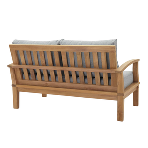 Sofá Doble para Exteriores con Estructura de Madera de Teca Sólida y Cojín Confortable para el Hogar y Muebles de Comedor - Product Image 5