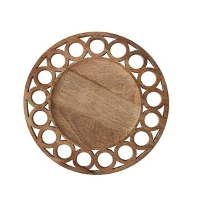 Bandeja Árabe de Madera Ecológica con Incrustaciones de Madreperla, Diseño Geométrico Artístico Hecho a Mano, Bandeja Decorativa de Estilo Oriental - Product Image 4