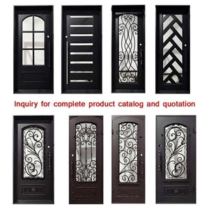 Hand-forged Iron Entry Doors Rust-Resistant Easy Assembly Modern Design <b>Swing</b> Open Featuring Arched Decorative Patterned <b>Frame</b> - Product Image 4