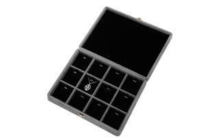 กล่องเก็บสร้อยคอพิมพ์ลายญี่ปุ่นทรงสี่เหลี่ยมสิบสองช่อง มุมโค้งมน โครงสร้างกระดาษกำมะหยี่แบบกำหนดเอง ขนาด 243x213x50 มม. - Product Image 3