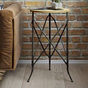 Mesa Auxiliar de Hierro con Tapa de Madera, Diseñada para Comodidad, Utilidad y Estética en el Hogar - Product Image 2