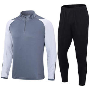 Men's Gray <b>White</b> Solid 100% Cotton Lightweight Half-Zip Long Sleeve Sporty <b>Tracksuit</b> Top Quick Dry Loose Fit Autumn - Product Image 3