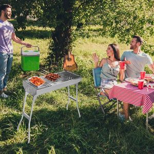 Grande all'aperto acciaio inossidabile pieghevole carbone Barbecue portatile fornello per campeggio picnic giardino giardino Patio facile - Product Image 5