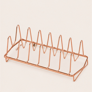 Luxury Copper Pot Lid Organizer 6 Slot Freestanding <b>Kitchen</b> <b>Rack</b> for Countertop Metal Pan Cover & Cutting Board <b>Storage</b> Holder - Product Image 5