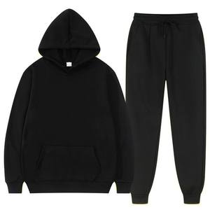 Ensemble de survêtement épais en polaire avec sweat à capuche oversize et pantalon de jogging évasé à jambe large, de haute qualité, couleur unie, pour l'entraînement et le jogging - Product Image 6