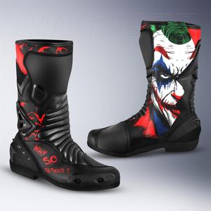 Botas de Motocicleta de Cuero a Media Pantorrilla, Hechas a Medida, Impermeables, Transpirables y Resistentes al Viento, para Pilotos Profesionales, con Impresión Personalizada - Product Image 1