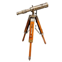 Télescope en laiton finition antique marron, support en bois de style ancien, fait main, OLD WORLD pour artisanat de l'Uttarakhand, à vendre
