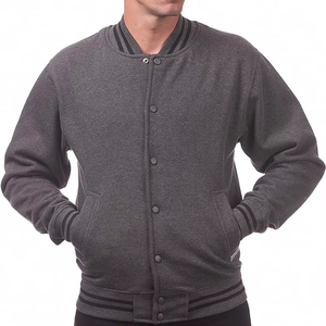 Veste universitaire en molleton gris pour homme, col rond, fermeture à boutons, vêtement décontracté pour l'automne, coupe classique, matière polyester - Product Image 5