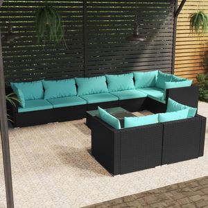 Ensemble de salon de jardin en rotin noir 6 places, mobilier d'extérieur au design contemporain - Product Image 1