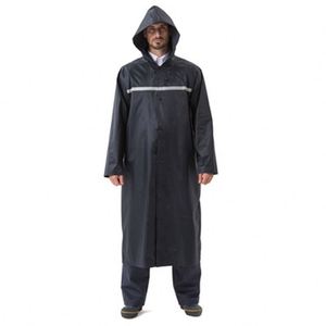 Poncho de pluie unisexe à capuche longue orange, imperméable, avec bande réfléchissante, veste pull pour adultes, utilisation en extérieur - Product Image 4