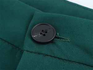 Pantalon décontracté homme taille mi-haute coupe large vert foncé 100% coton, taille élastique, infroissable, pour l'hiver, en toile écologique - Product Image 4