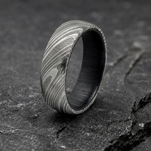 Anillo de Compromiso de Acero de Damasco Hecho a Mano Black Smith 1987, 8mm, Unisex, Diseño de Constelación Personalizado, Estilo Clásico, Acero Inoxidable - Product Image 6